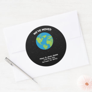 We've Moved New Address Planet Earth Location Pin Classic Round Sticker