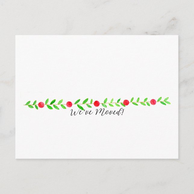 We've Moved/New Address , watercolor Christmas Postcard (Front)