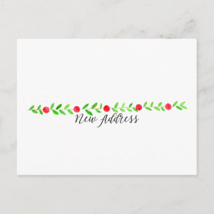 We've Moved/New Address , watercolor Christmas Postcard