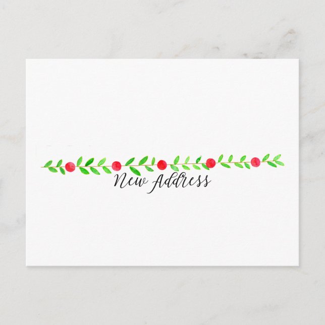 We've Moved/New Address , watercolor Christmas Postcard (Front)
