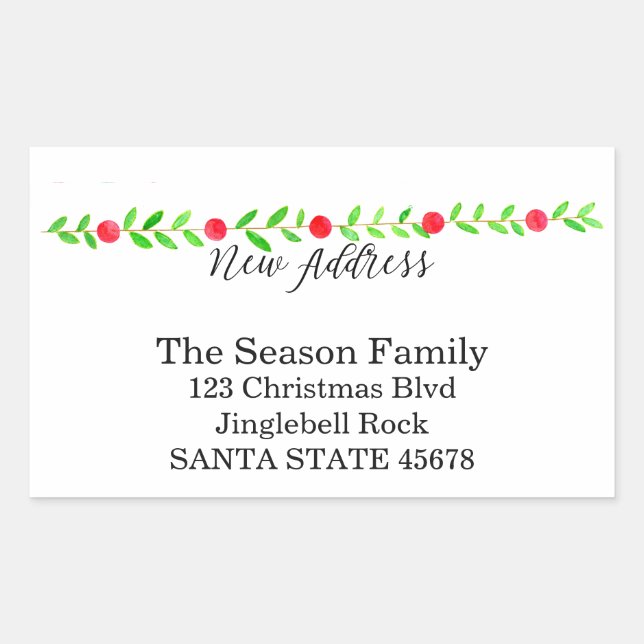 We've Moved/New Address , watercolor Christmas Rectangular Sticker (Front)