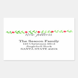 We've Moved/New Address , watercolor Christmas Rectangular Sticker