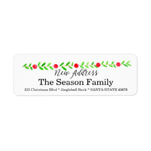 We've Moved/New Address , watercolor Christmas Return Address Label