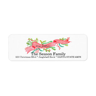 We've Moved/New Address , watercolor Christmas Return Address Label