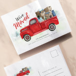 We've Moved New Home Address Red Truck Postcard<br><div class="desc">Share your excitement about your move with friends and family! This classic vintage red truck watercolor we've moved announcement card has both decorative script,  and modern fonts you can easily customise by clicking the "Personalise" button. 

Planning a housewarming party? Easily customise this postcard to share the good news</div>