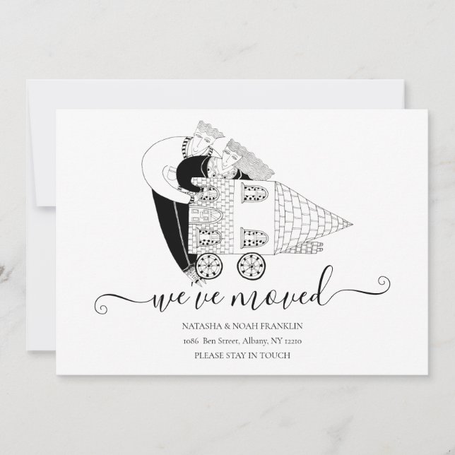 We've Moved New Home Black And White Announcement (Front)