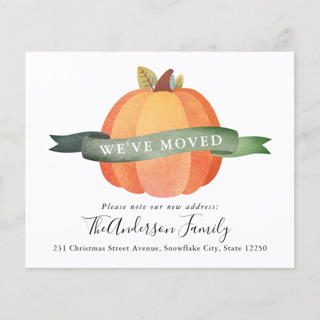 We've Moved New Home Pumpkin Moving Announcement (Front)