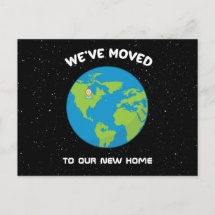 We've Moved New Home Space Themed Postcard