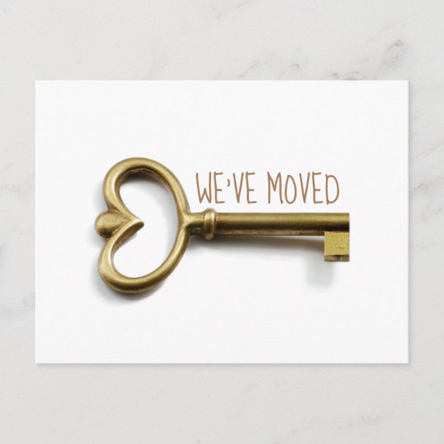 We've Moved New House Key Chic Minimalist Moving Postcard (Front)