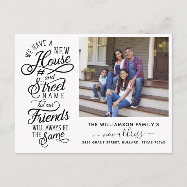 We've Moved | New House Number & Street Name Photo Announcement Postcard (Front)
