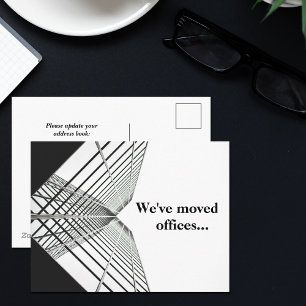 We've Moved Office Business Black White Moving Announcement Postcard
