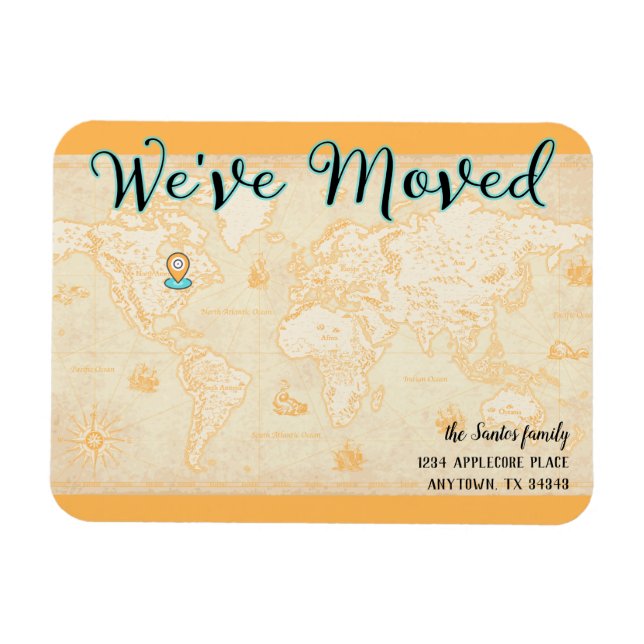 We've Moved Old Time Vintage Global Map Magnet (Horizontal)