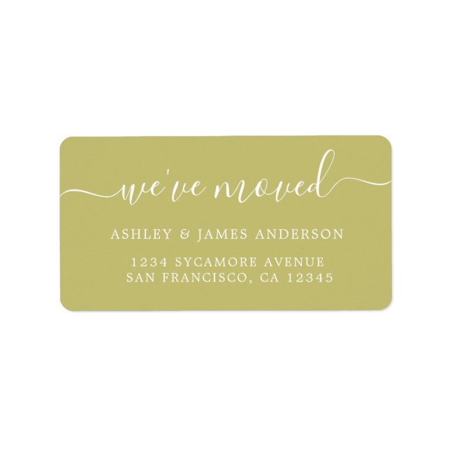 We've Moved Olive Green New Address label (Front)