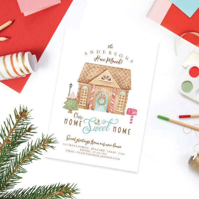 We've Moved Our Home Sweet Home Gingerbread House Holiday Card (Creator Uploaded)