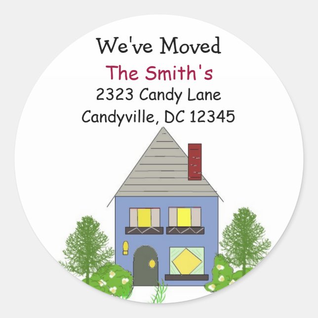 We've Moved Our Residence Classic Round Sticker (Front)