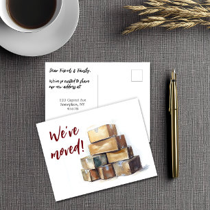 We've Moved, Packing Boxes Postcard