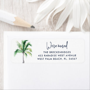 We've Moved Palm Tree Beach Return Address Label
