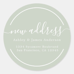 We've Moved Pastel Green New Address Classic Round Sticker