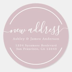 We've Moved Pastel Purple New Address Classic Round Sticker