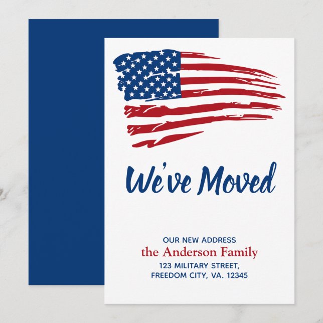 We've Moved Patriotic USA American Flag Moving  Announcement (Front/Back)