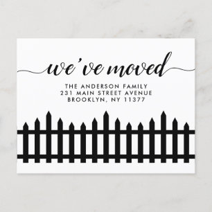 We've Moved Picket Fence Change of Address Moving Announcement Postcard