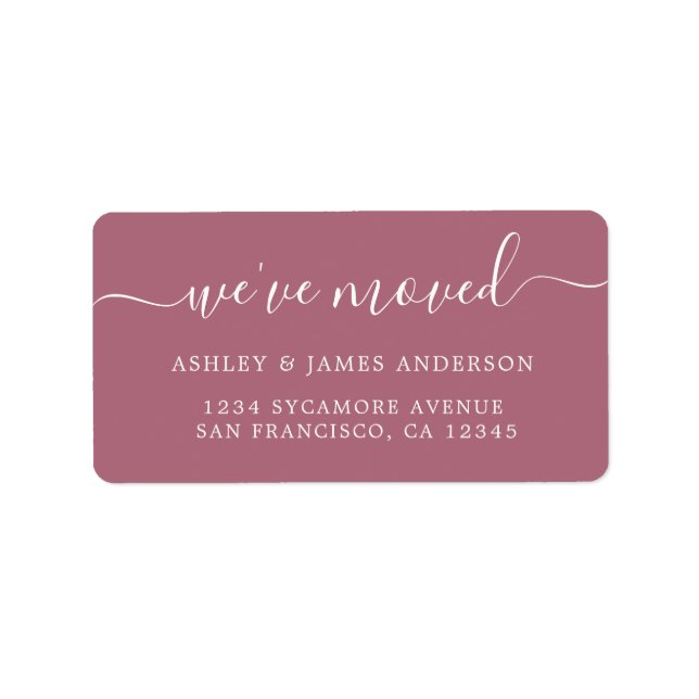 We've Moved Purple Cassis New Address label (Front)