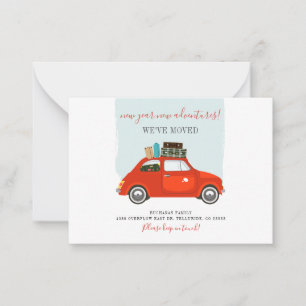 We've Moved Red Car New Year Adventures Moving Card