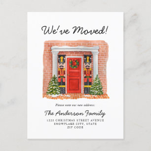 We've Moved Red Door Nutcracker Holiday Moving Announcement Postcard