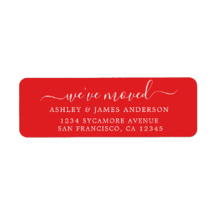 We've Moved Red New Address label Return Address Label