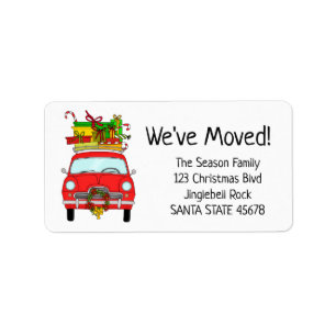 We've Moved Retro Car Christmas label