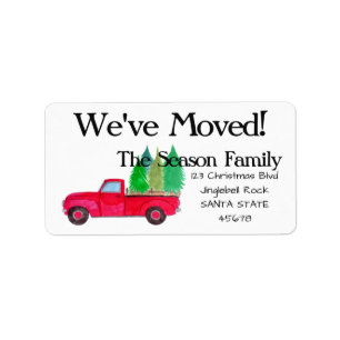We've Moved Retro Pickup Christmas Gifts Label