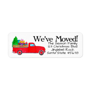We've Moved Retro Pickup Christmas Gifts Return Address Label