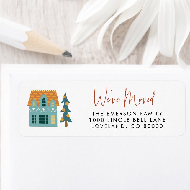 We've Moved Return Address Label (We've Moved Chic Vintage Holiday Personalized Return Address Label by Painted Paperie
)