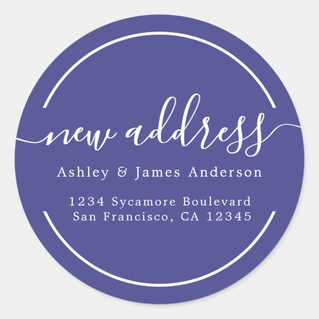 We've Moved Royal Blue New Address Classic Round Sticker (Front)