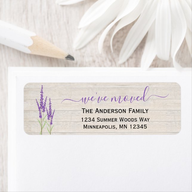 We've Moved | Rustic Lavender Return Address Label (Insitu)