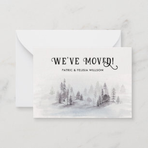 We've Moved Rustic Watercolor Forest  Card