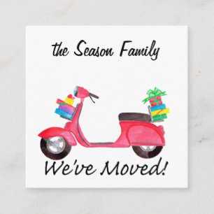 We've Moved scooter and Christmas gifts Enclosure Card