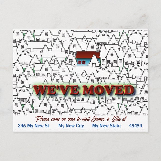 We've Moved, Simple, Arty, New Home Postcard (Front)