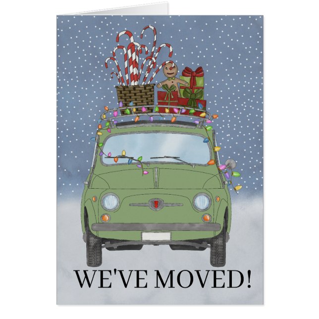 We've Moved Small Fiat 500 car + gifts (Front)