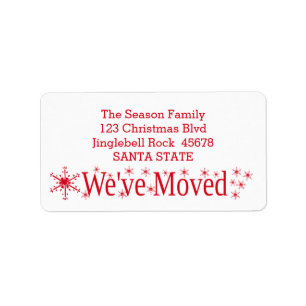 We've Moved Snowflake Christmas Label