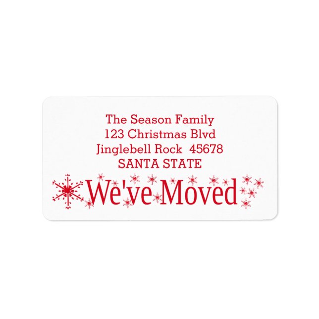 We've Moved Snowflake Christmas Label (Front)
