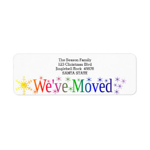We've Moved Snowflake Christmas Return Address Label
