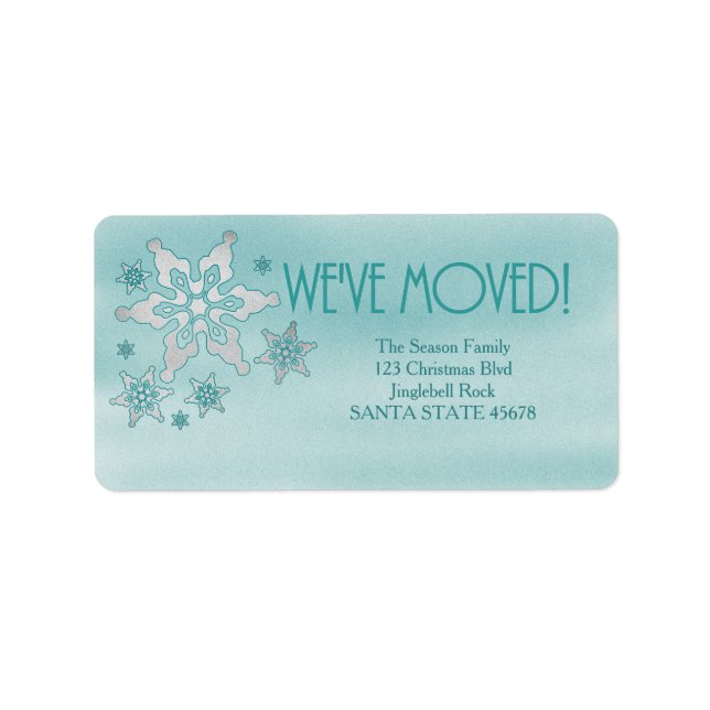 We've Moved snowflake Holiday Address Label (Front)