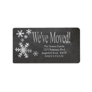 We've Moved snowflake holiday Label