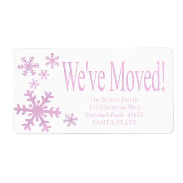 We've Moved snowflake holiday Label (Front)
