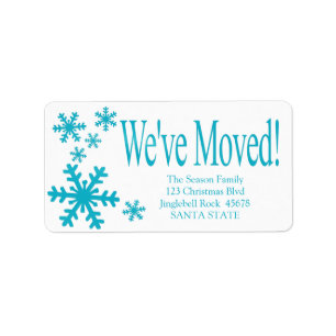 We've Moved snowflake holiday Label