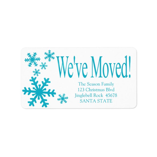 We've Moved snowflake holiday Label (Front)