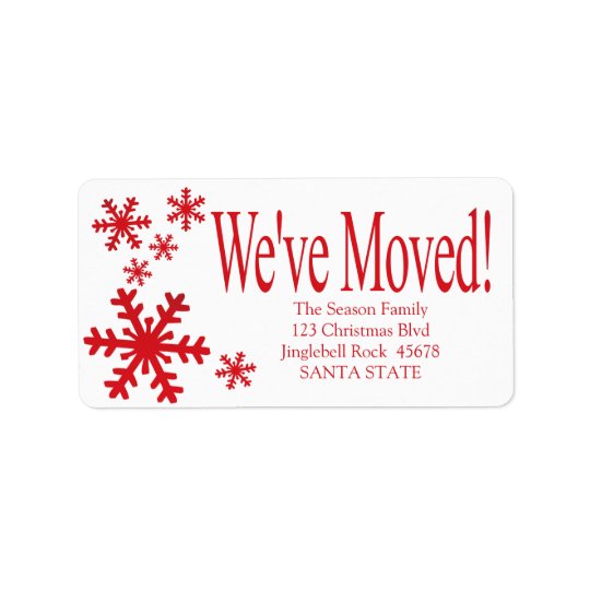 We've Moved snowflake holiday Label Address Label
