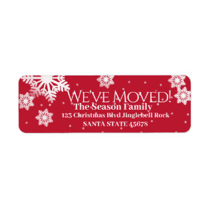 We've Moved Snowflake Holiday Label Return Address Label