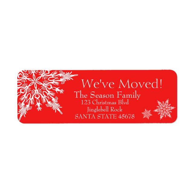 We've Moved Snowflake Holiday Label Return Address Label (Front)